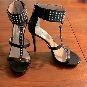 Michael Kors Women’s Leather Silver-Stud Ankle Strap Stiletto Platform Heel - 6